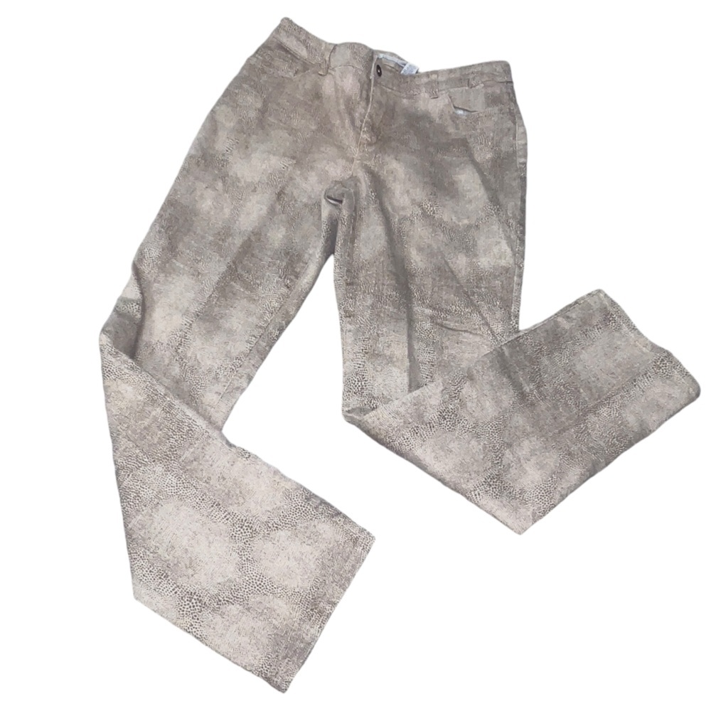 Chico’s Platinum Denim Ombré Snakeskin Print Neutral Festival Jeans